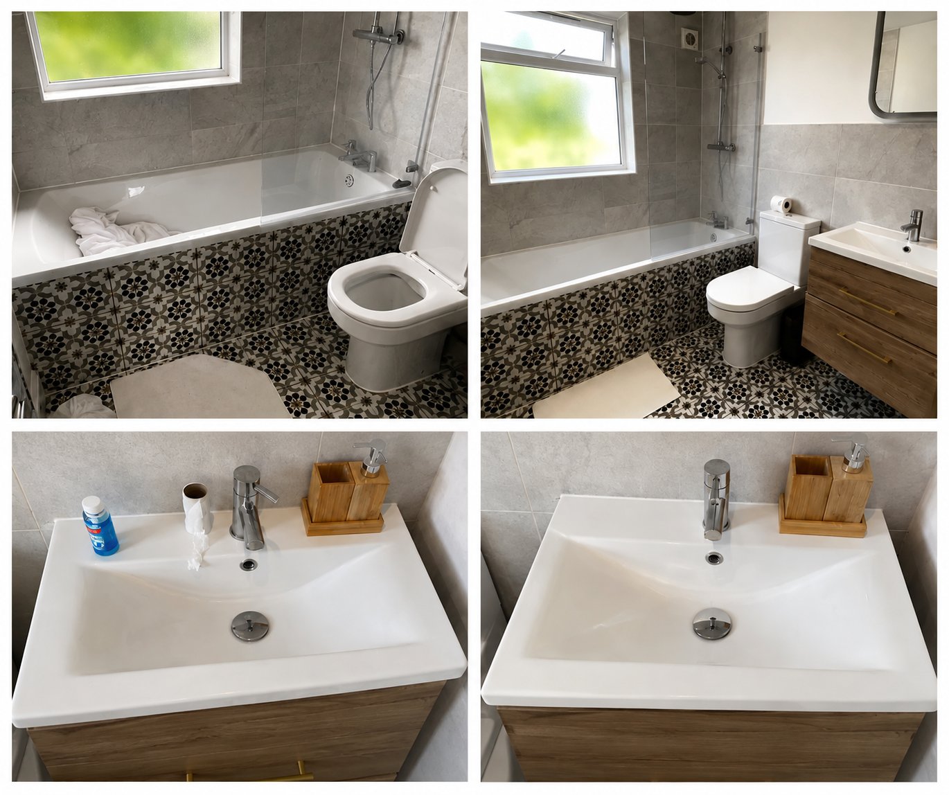 Bathroom cleaning before and after completed by Two Six Cleaning Ltd