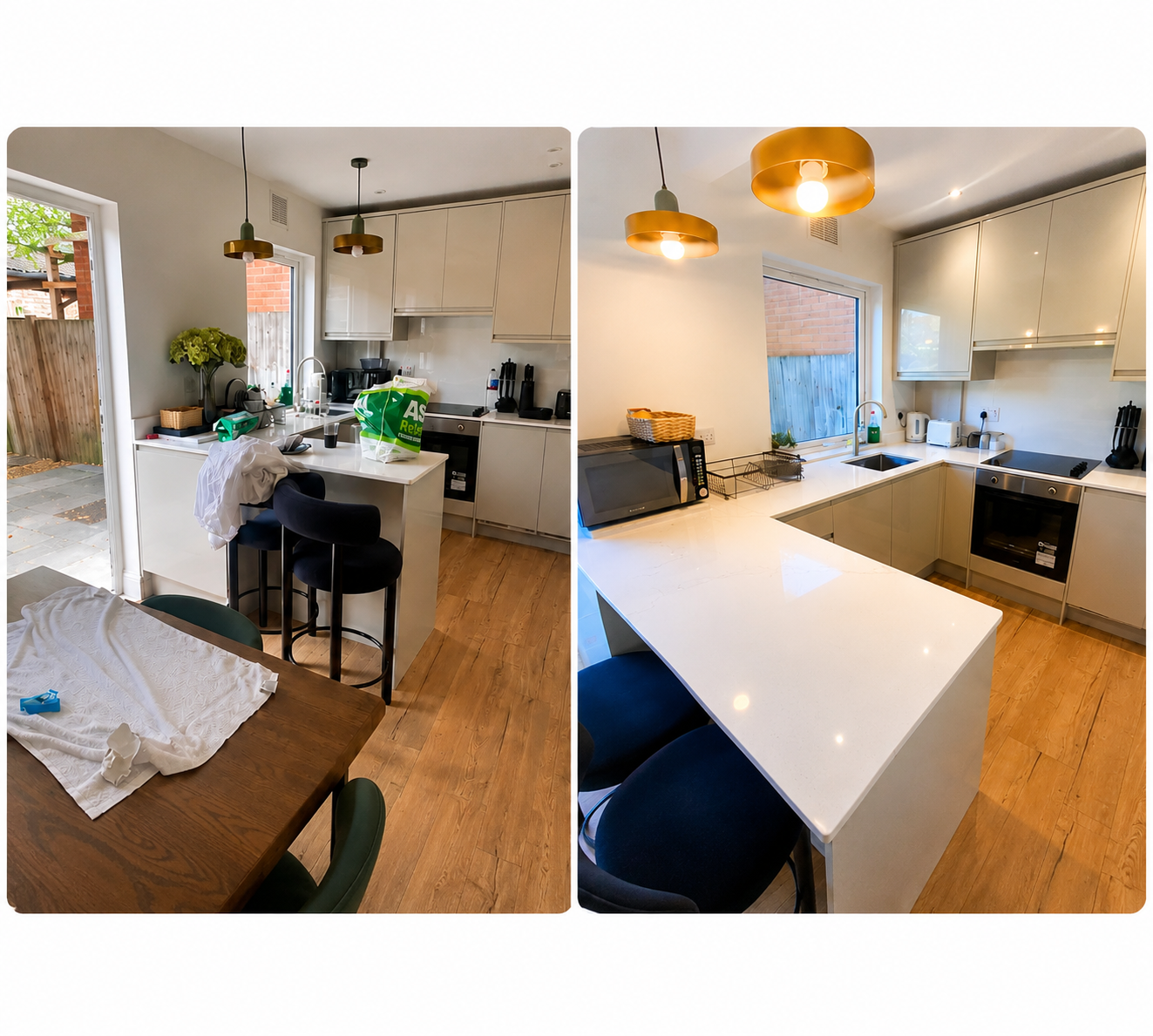 Kitchen cleaning before and after completed by Two Six Cleaning Ltd